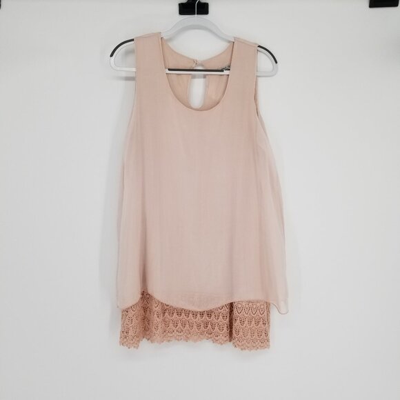 Elena Baldi Tops - Sleeveless Wispy Silk Blouse w/ Crochet Lace / Gatsby & Downton Styling Options